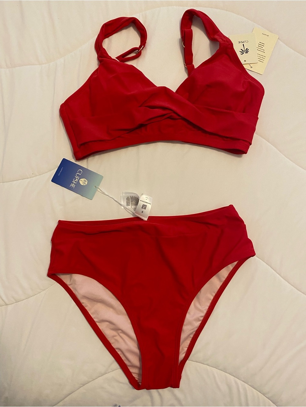 NWR Cupshe Red Two-Piece High-Rise Bikini Set